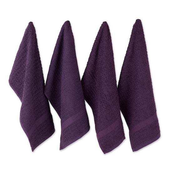 DII® Solid Eggplant Waffle Terry Dishtowel, 4ct.